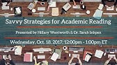 Session 3: Savvy Strategies for Academic Reading