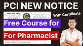 PCI New Notice For All Pharmacist | Free WHO Certificate Course with Certificate for Pharmacy