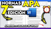 Cómo usar las Normas APA en WORD 7ma Edición  |  NORMAS APA ULTIMA EDICION