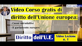 Diritto dell' Unione Europea : Video lezione n.1: cenni introduttivi. Il parlamento europeo