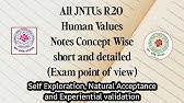 Self Exploration, Natural acceptance and Experiential validation | Universal Human Values R20 | JNTU